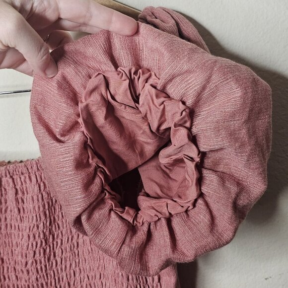 NWT A Collective Story Mauve Pink Baby Doll Mini Dress Puff Sleeves Womens Large - Picture 4 of 7